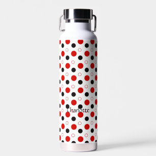 Red Polka dot Individuelle Name Trinkflasche