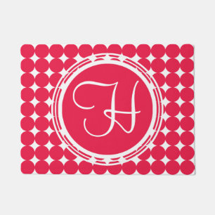 Red Polka Dot Monogram Fußmatte