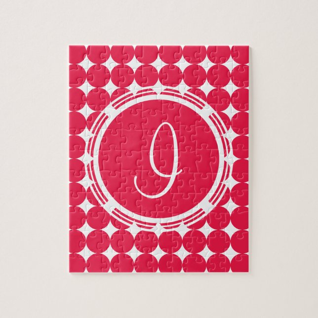Red Polka Dot Monogram Puzzle (Vertikal)
