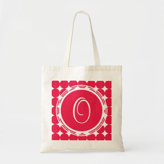 Red Polka Dot Monogram Tragetasche (Vorne)