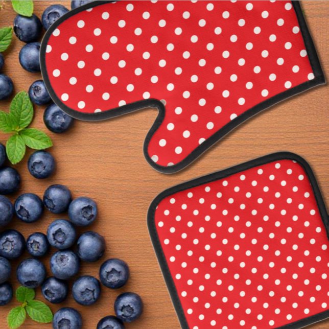 Red Polka Dot Ofenhandschuh & Topflappen-Set (Von Creator hochgeladen)
