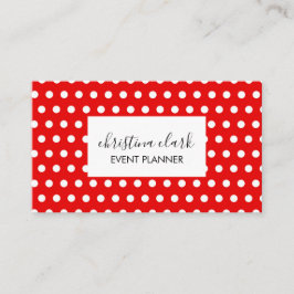 Red Polka Dot Pattern Fun Custom Personalisiert Visitenkarte