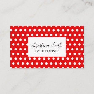 Red Polka Dot Pattern Fun Custom Personalisiert Visitenkarte