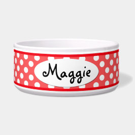 Red Polka Dot Personalisierte Keramik Dog Bowl Napf