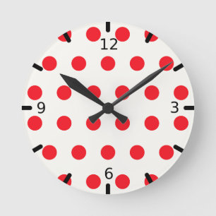 Red Polka Dot Retro Design Runde Wanduhr