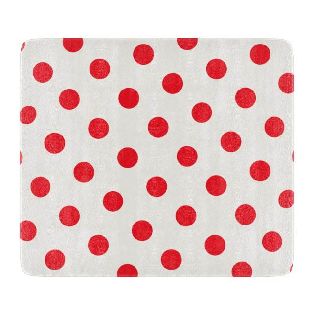 Red Polka Dot Retro Design Schneidebrett (Vorderseite)