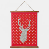 Red Polka Dot Silver Glitzer Deer Holiday
