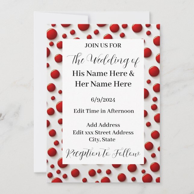 Red Polka Dot Style Einladung personalisieren (Vorderseite)
