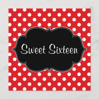 Red Polka Dot Sweet 16 Einladungen zur Geburtstags