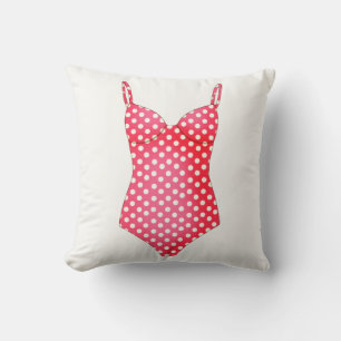 Red Polka Dot Swimsuit Throw Kissen