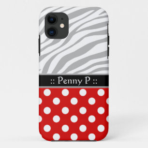 Red Polka Dot verblasste Zebra Print iPhone 5 Fall 11 Hülle