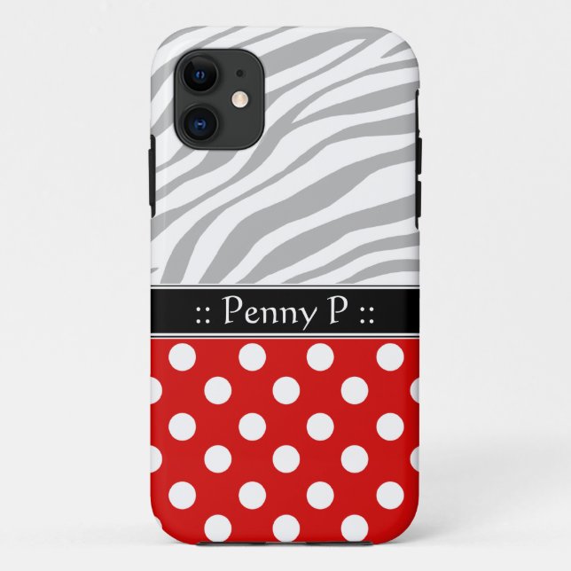 Red Polka Dot verblasste Zebra Print iPhone 5 Fall Case-Mate iPhone Hülle (Rückseite)