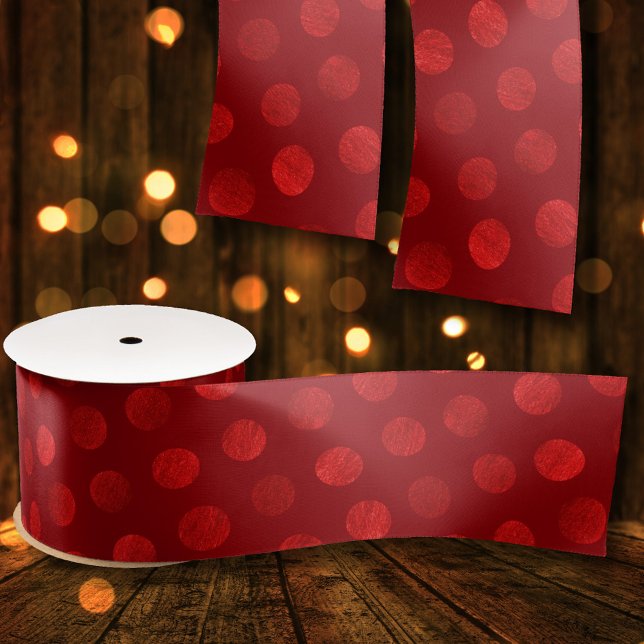 Red Polka Dots Abstrakt Moderne Elegante Weihnacht Satinband (Von Creator hochgeladen)