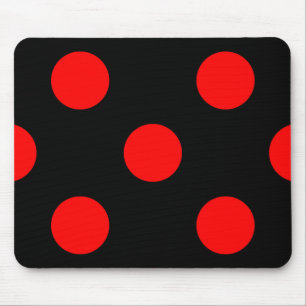 Red Polka Dots auf Black Mousepad