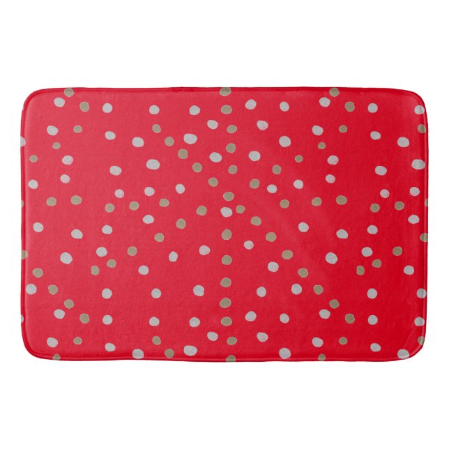 Red Polka Dots Badematte (Vorderseite)