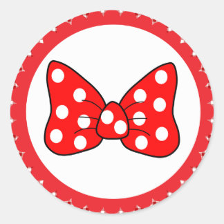 Red Polka Dots Bow auf weißem Hintergrund Classic  Runder Aufkleber