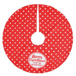 Red Polka Dots Christmas Tree Skirt Polyester Weihnachtsbaumdecke