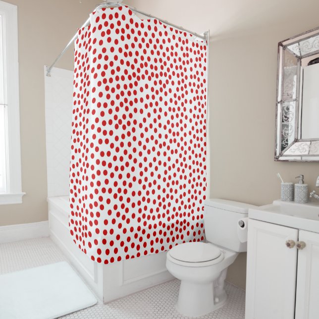 Red Polka Dots Duschvorhang (Beispiel)