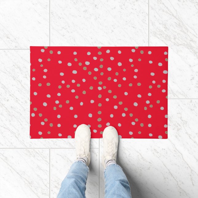 Red Polka Dots Fußmatte (Indoor)