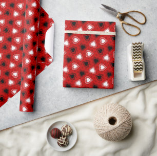 Red Polka Dots Lace Hearts Geschenkpapier