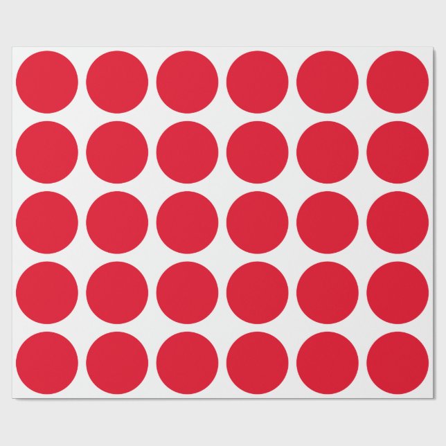 Red Polka Dots Large Geometric Muster Weiß Geschenkpapier (Flach)