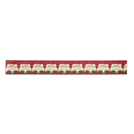 Red Polka Dots mit Cartoon Santa Satinband