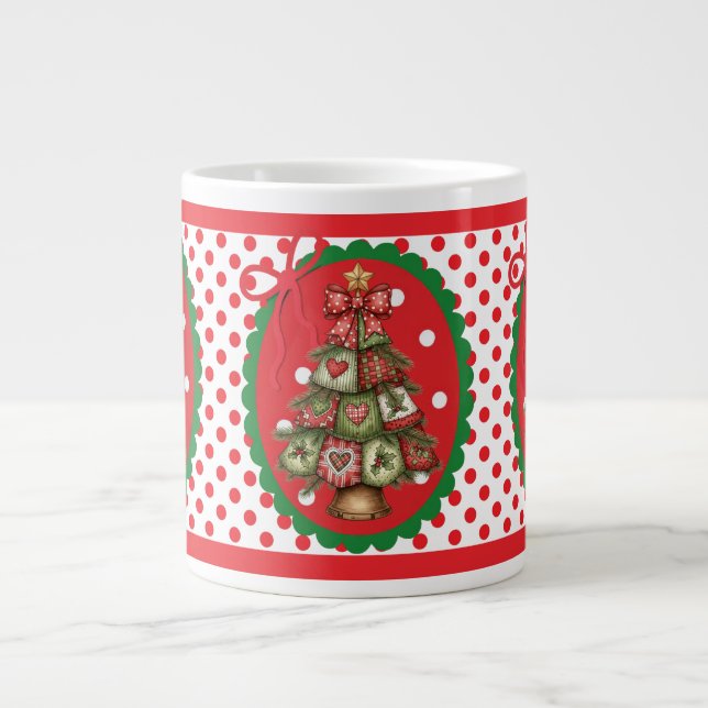 Red Polka Dots Mug Jumbo-Tasse (Vorderseite)