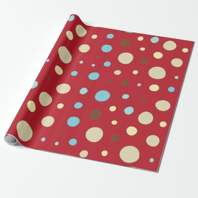 Red Polka Dots Muster Geschenkpapier (Ungerollt)