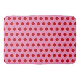 Red Polka Dots on Pink Badematte