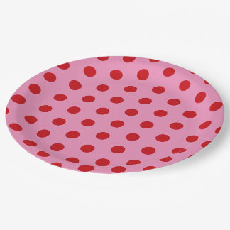 Red Polka Dots on Pink Pappteller