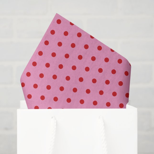 Red Polka Dots on Pink Seidenpapier (Geschenktüte)
