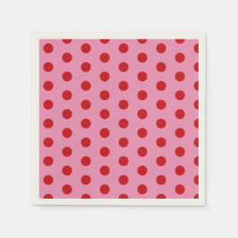 Red Polka Dots on Pink Serviette