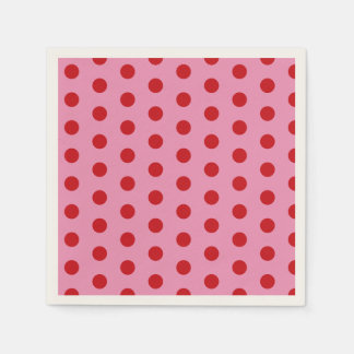 Red Polka Dots on Pink Serviette