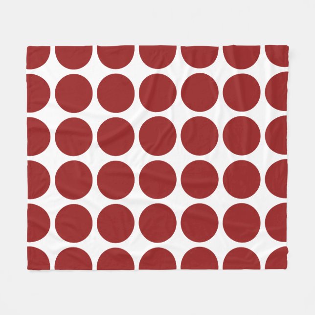 Red Polka Dots on White Fleecedecke (Vorderseite (Horizontal))