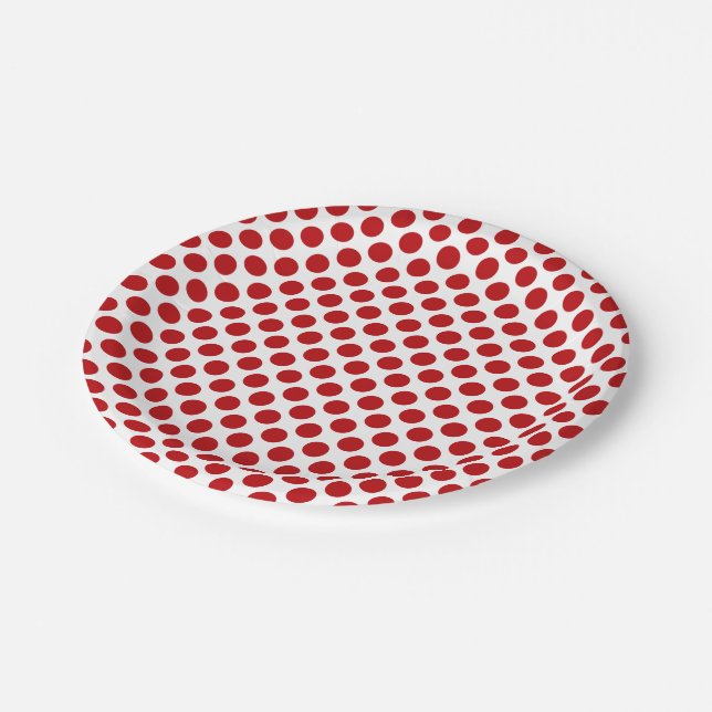 Red Polka Dots Pappteller (Schrägansicht)