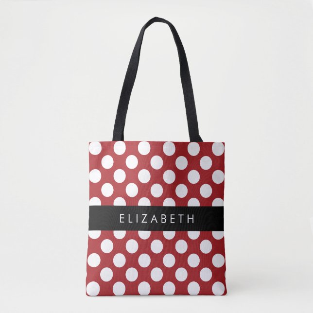 Red Polka Dots, Polka Dot Pattern, Ihr Name (Vorderseite)