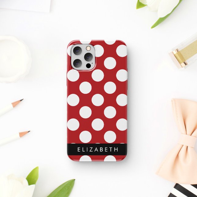 Red Polka Dots, Polka Dot Pattern, Ihr Name Case-Mate iPhone Hülle (Von Creator hochgeladen)