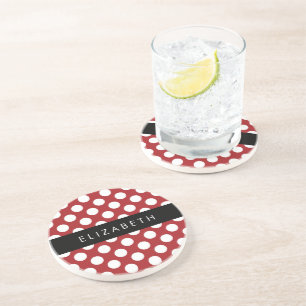 Red Polka Dots, Polka Dot Pattern, Ihr Name Getränkeuntersetzer