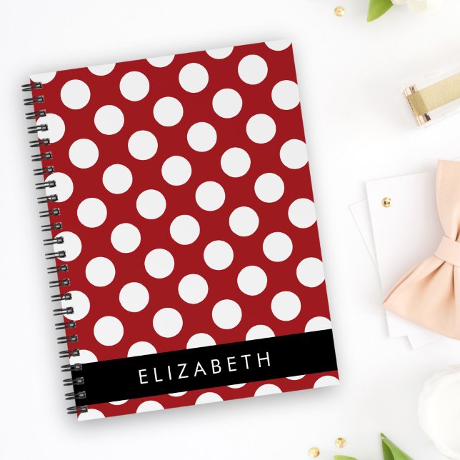 Red Polka Dots, Polka Dot Pattern, Ihr Name Notizblock (Von Creator hochgeladen)