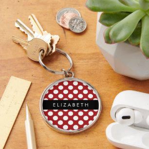 Red Polka Dots, Polka Dot Pattern, Ihr Name Schlüsselanhänger