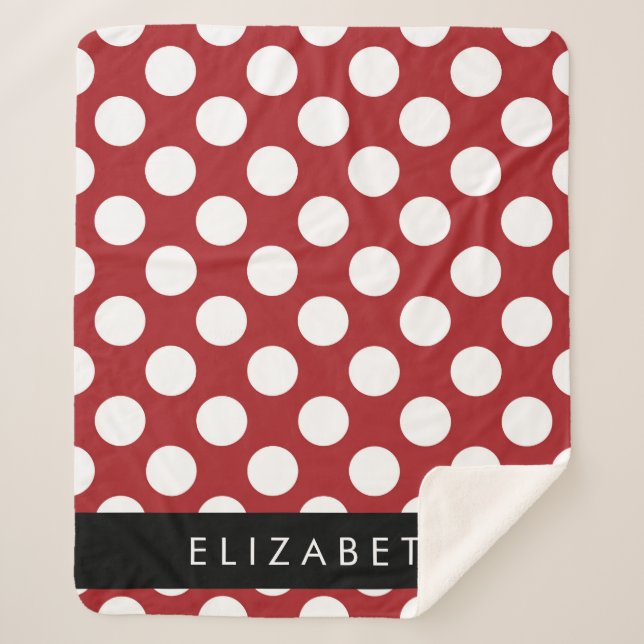 Red Polka Dots, Polka Dot Pattern, Ihr Name Sherpadecke (Vorderseite)