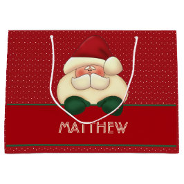 Red Polka Dots und Santa mit Individuelle Name Große Geschenktüte