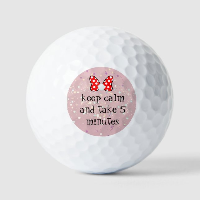 Red polka dots vibrant Ribbon Golfball (Vorderseite)