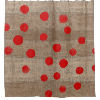 RED POLKA DOTS WATERCOLOR ART DUSCHVORHANG