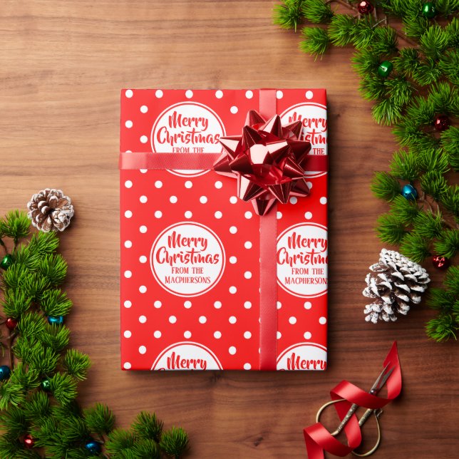 Red Polka Dots Weihnachtswrapping Paper Geschenkpapier (Feiertagsgeschenk)