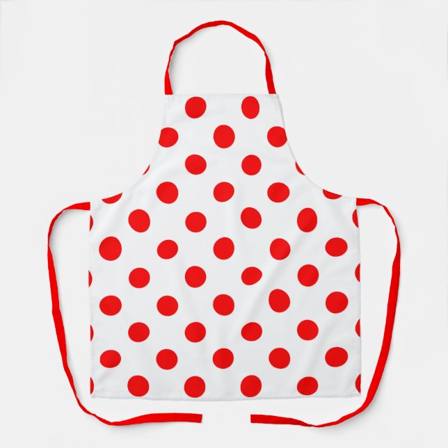 Red Polka Dots (weißer Hintergrund) Schürze (Vorderseite)