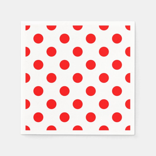 Red Polka Dots (weißer Hintergrund) Serviette (Vorderseite)