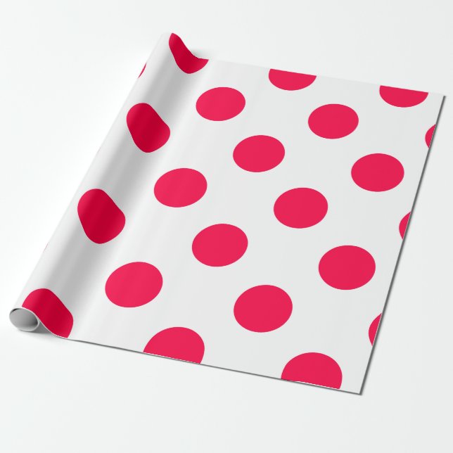 Red Polka Dots White Christmas Template Trendy Geschenkpapier (Ungerollt)