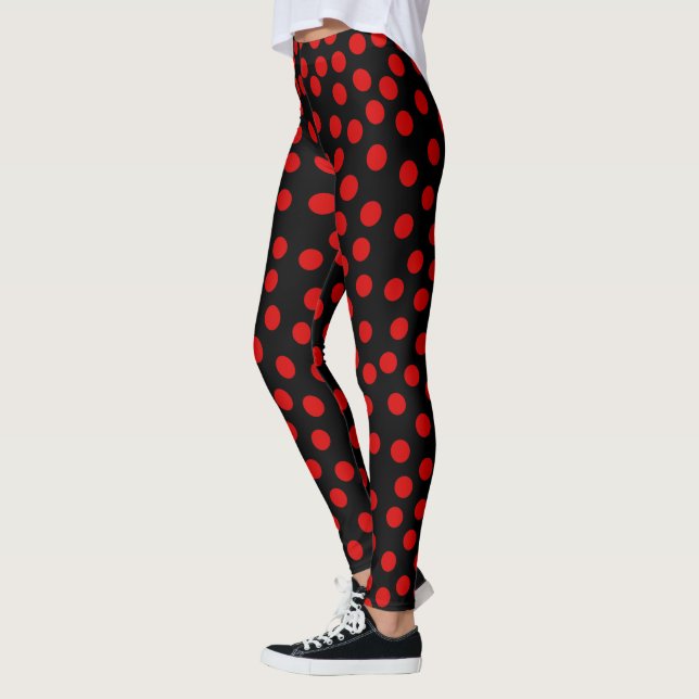 Red Polka Punkte, die Sie wählen Hintergrundfarbe Leggings (Links)