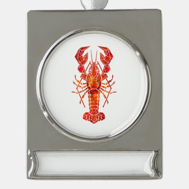 Red polygonal lobster Banner-Ornament silber (Vorderseite)